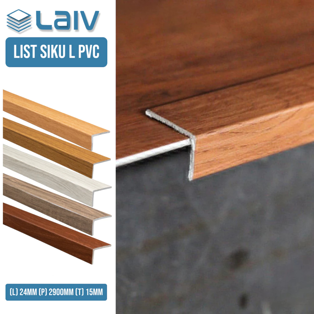 LAIV List Siku L PVC Step Nosing Lantai Tangga Vinyl SPC Lis Parkit Ending PVC List  / List Tangga