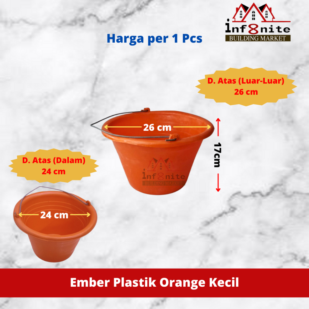 Ember Plastik Kecil Orange Cor Adukan Semen Timba Ember Proyek PVC