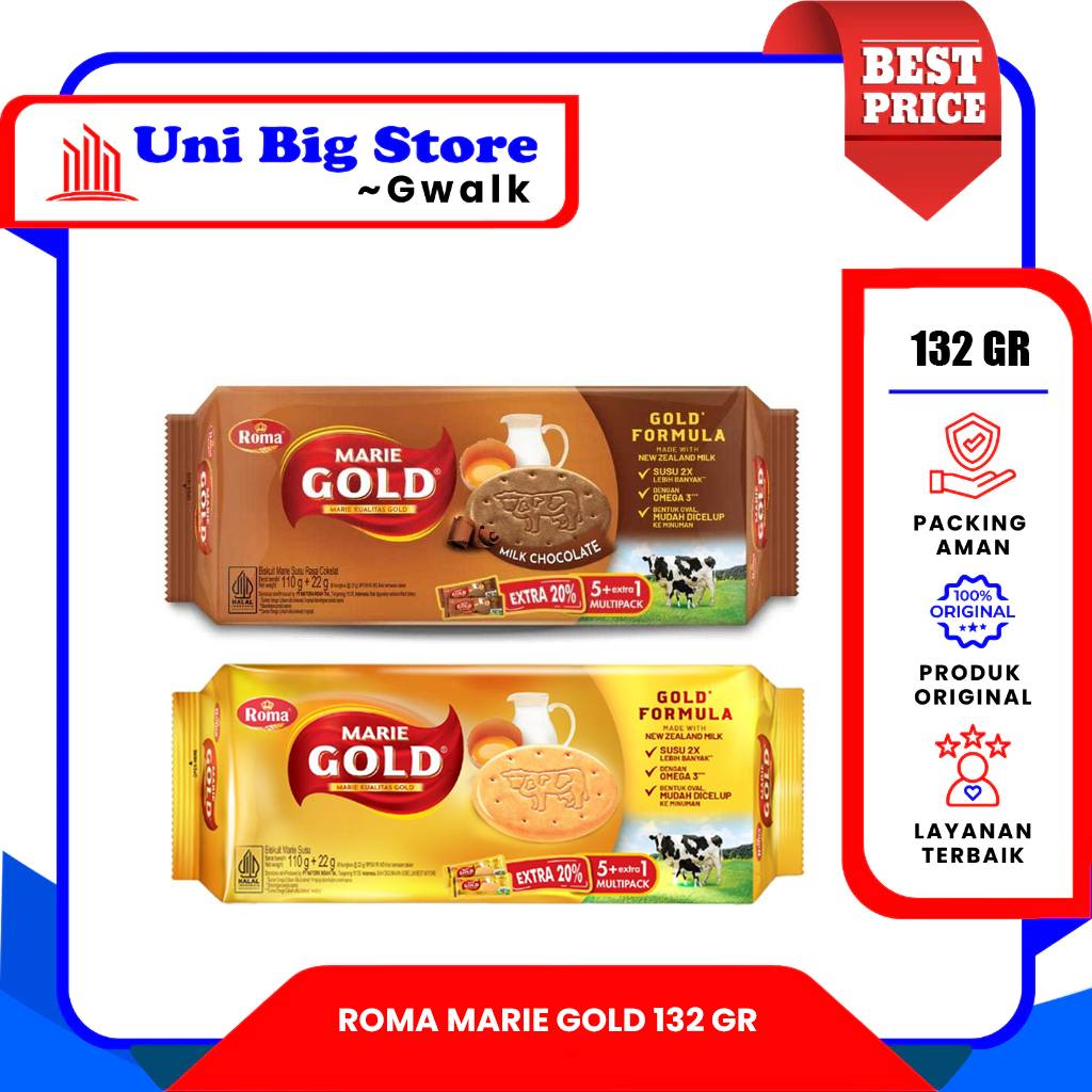 

BISKUIT ROMA MARIE GOLD FORMULA ORIGINAL & COKELAT - 110 gr