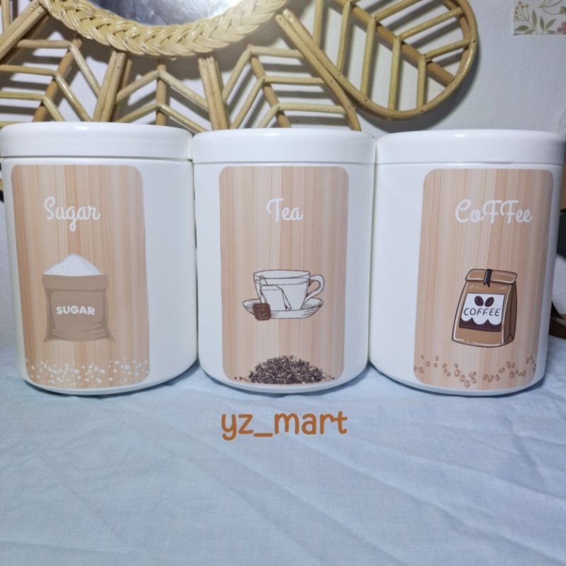 Toples Satu Set Gula Kopi Teh Toples Aestetic Toples plastik Toples Gula Toples Teh Toples Kopi