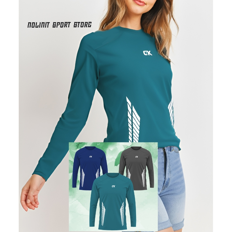 (MOTIF SAYAP 2 PJNG) LENGAN PANJANG KAOS OLAHRAGA JERSEY BADMINTON SEPAK BOLA FUTSAL SENAM LARI GYM 