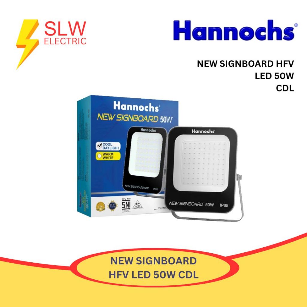 HANNOCHS LAMPU SOROT LED NEW SIGNBOARD HFV 50W 50 WATT CAHAYA PUTIH