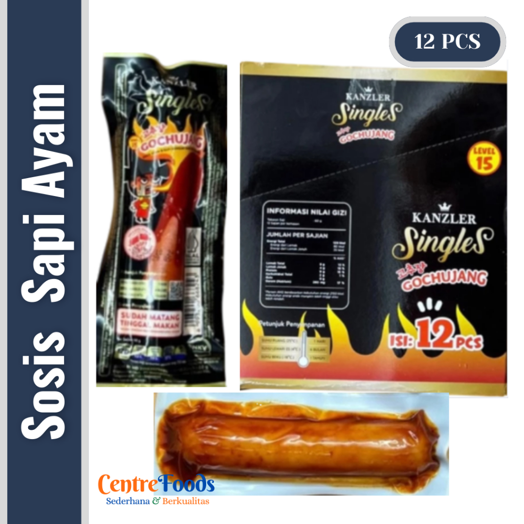 

Sosis Sapi & Ayam Saus Gochujang - Singles Gochujang Kanzler | 1 Box Isi 12 Pcs - 780gr [ Harga Per BOX ]