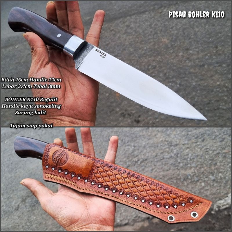 pisau bohler k110 asli multifungsi sarung kulit