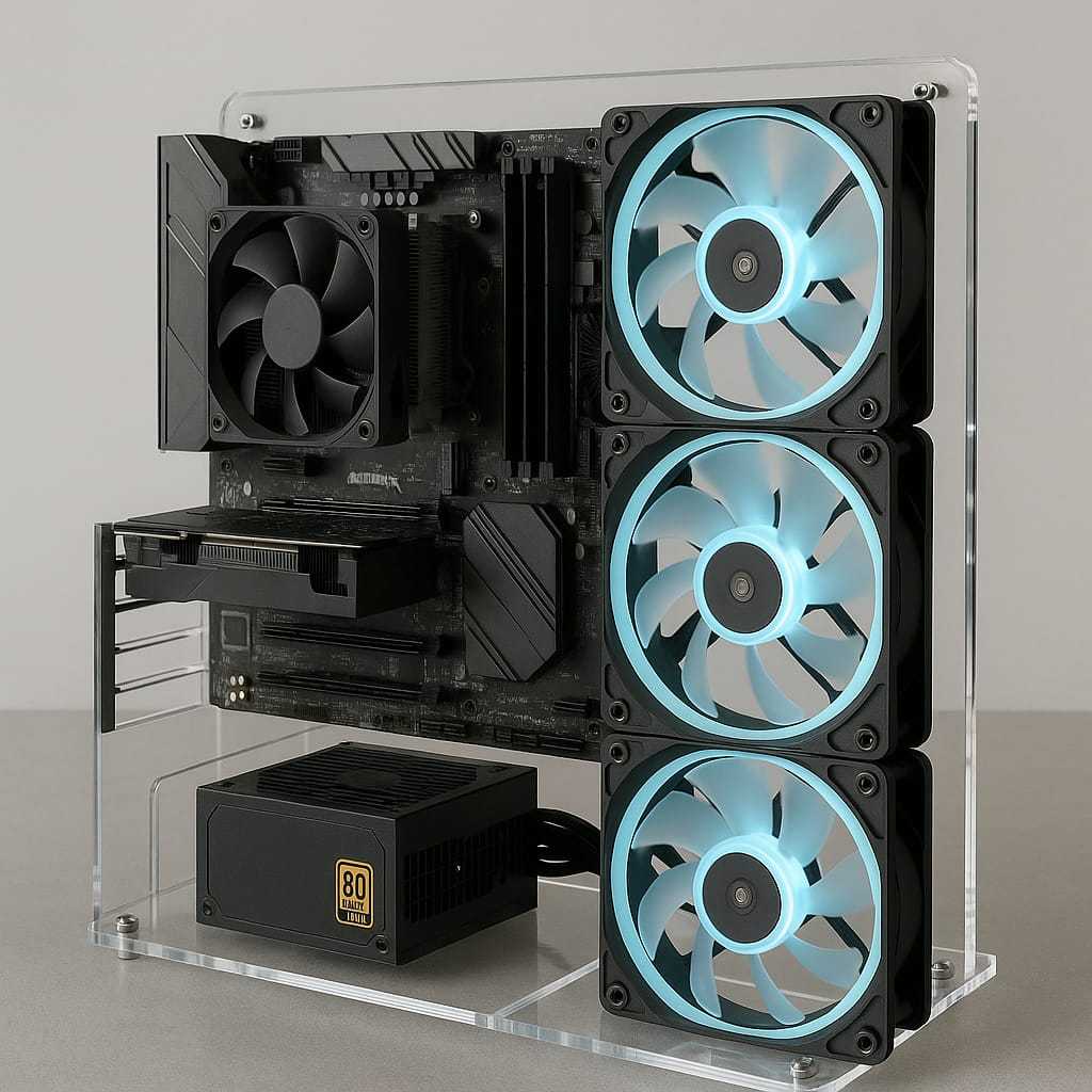 Casing PC Open Air Akrilik – PO 7 Hari, Support Watercooling & ATX mATX ITX