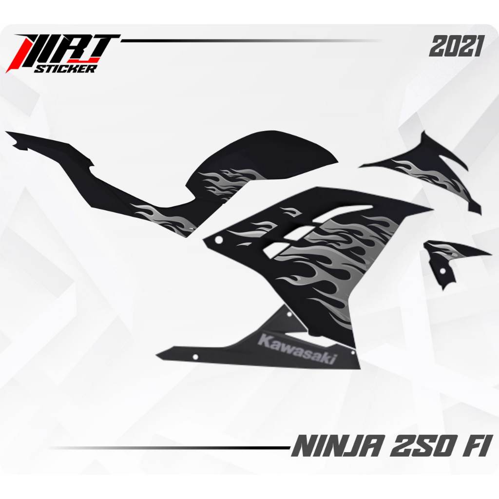 Striping Ninja 250 FI - Stiker Transparan Ninja 250 FI Api Vol 4 (Sudah Terpotong)