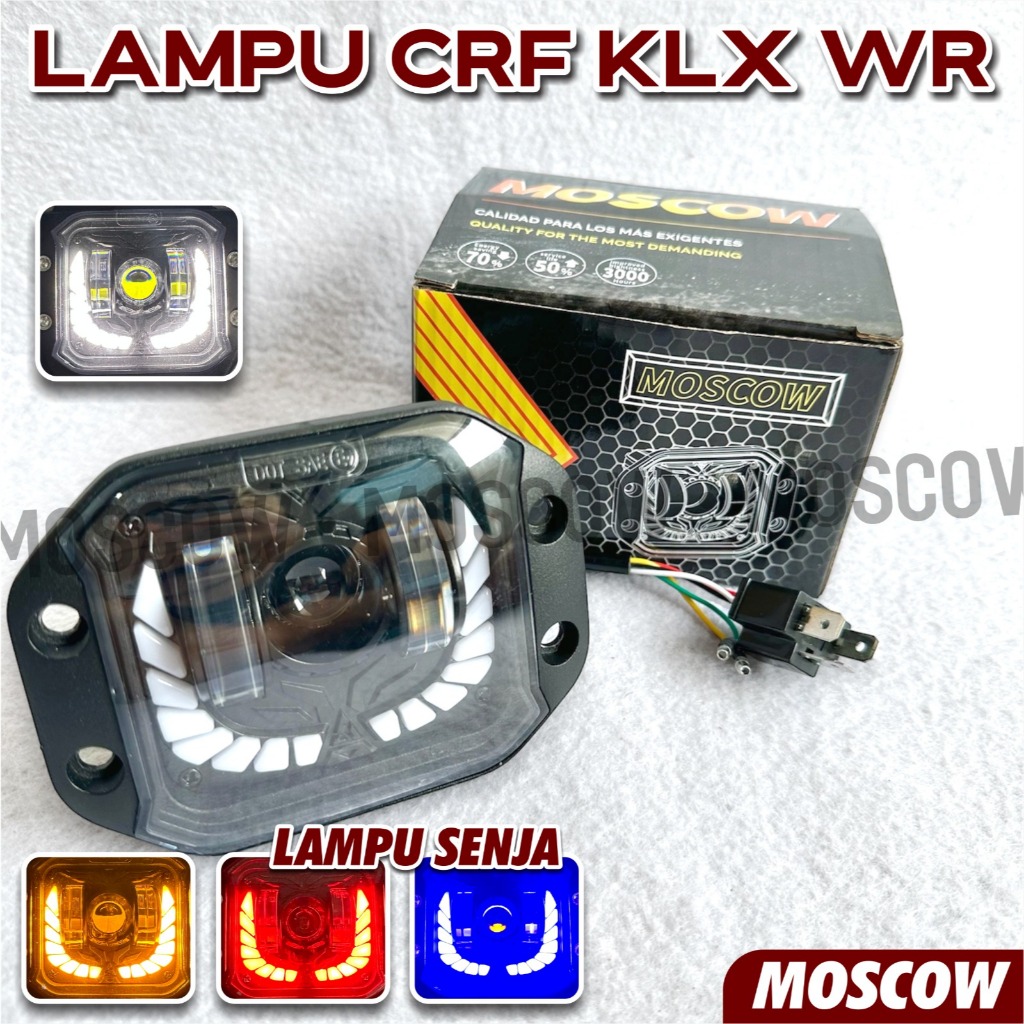 HEADLAMP REFLEKTOR / LAMPU TEMBAK LED SUPERMOTOR HEADLAMP KLX CRF WR LED LAMPU CASE BESI CASING + AL