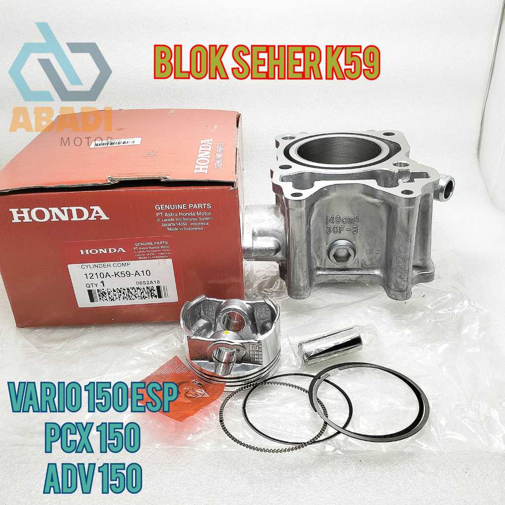 Blok Seher Set Ori Honda K59 Vario 150 Esp PCX 150 Cyelinder Bok Mesin Piston Motor Original ADV 150
