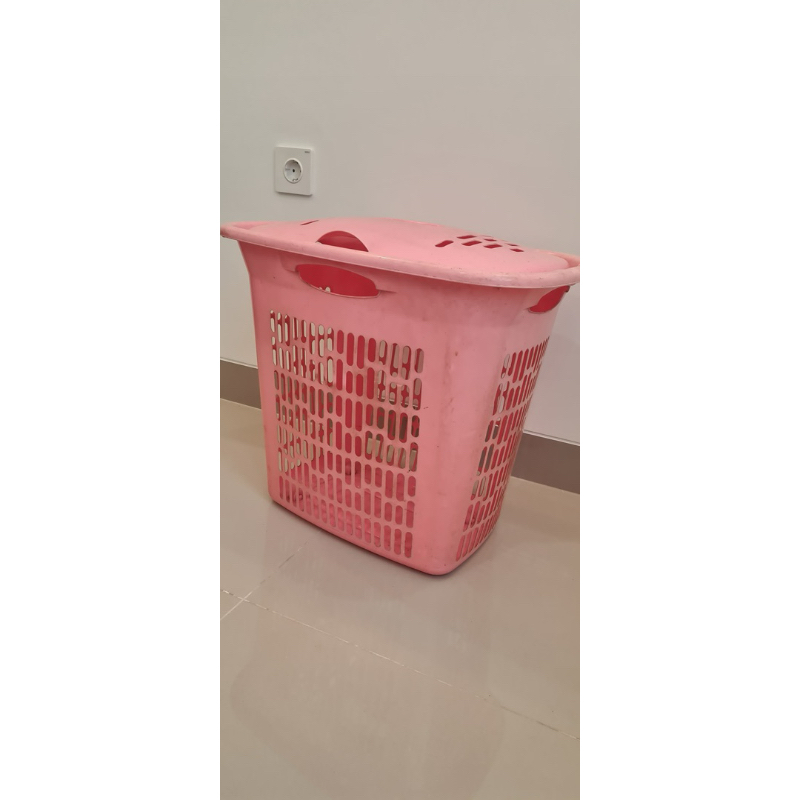 Keranjang Serbaguna, keranjang pakaian kotor, keranjang premium, keranjang plastik pink