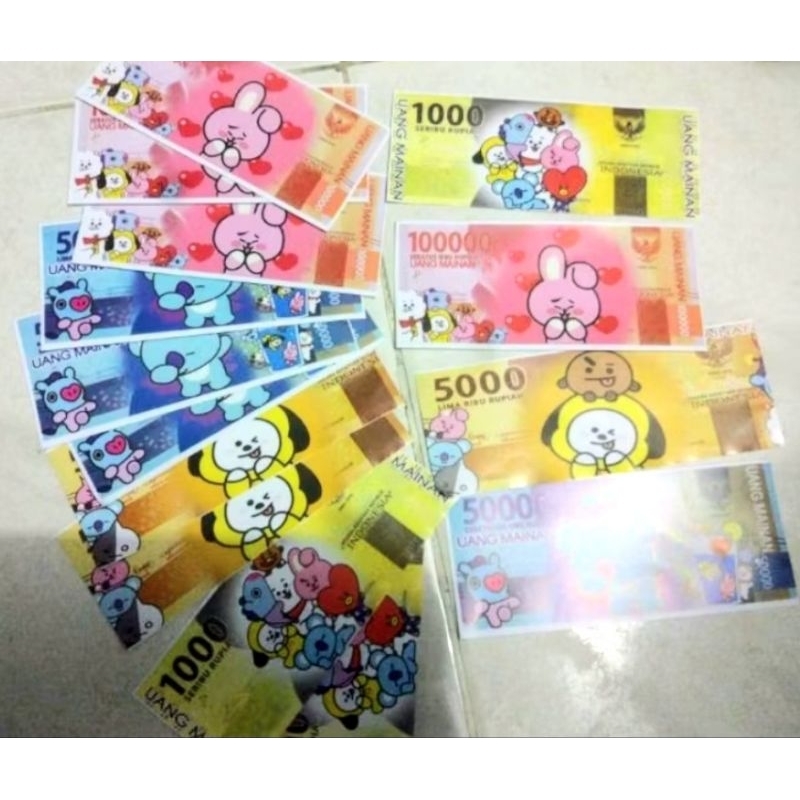 [Whispers] Uang Mainan Karakter Lucu / Uang Mainan BTS / Uang Mainan Anak Seri BTS