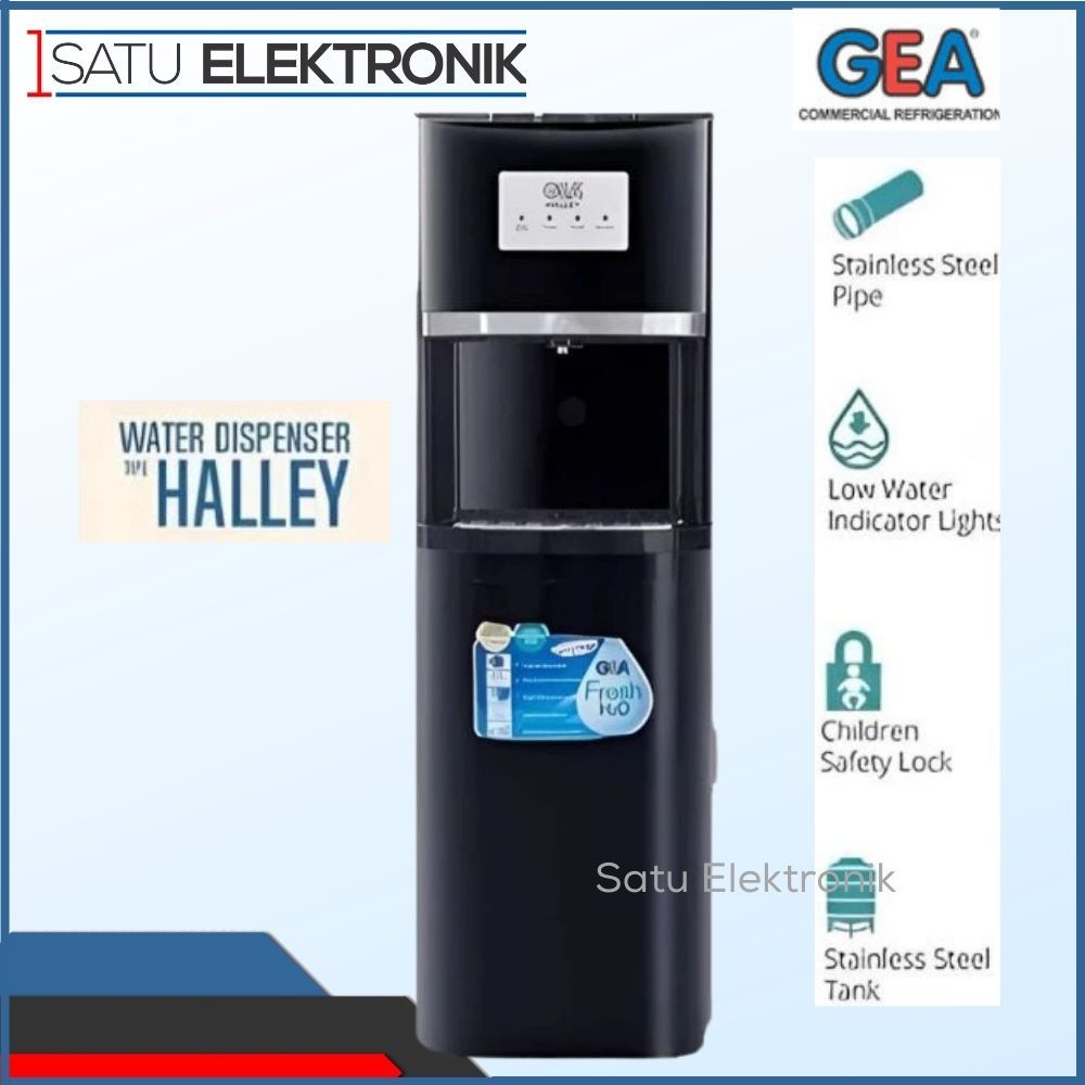 GEA Halley Dispenser Galon Bawah Kompresor Panas, Normal, Dingin Es