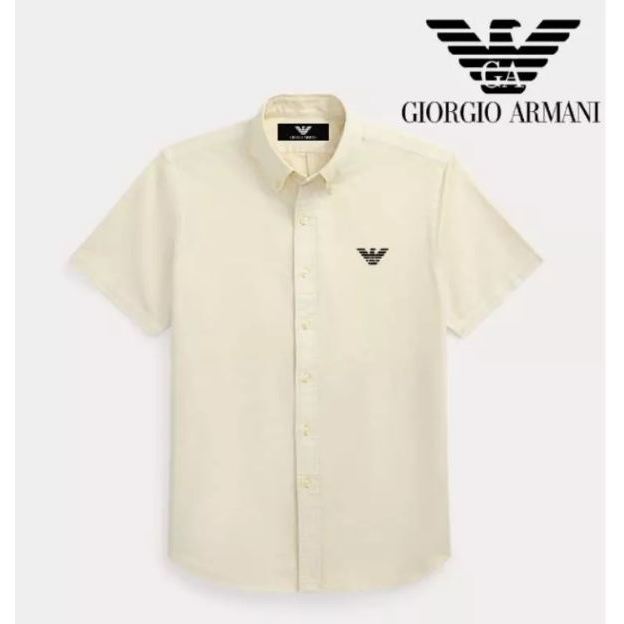 Giorgio Armani - Kemeja Lengan Panjang Slimfit Katun Twill Kemeja lengan Pendek