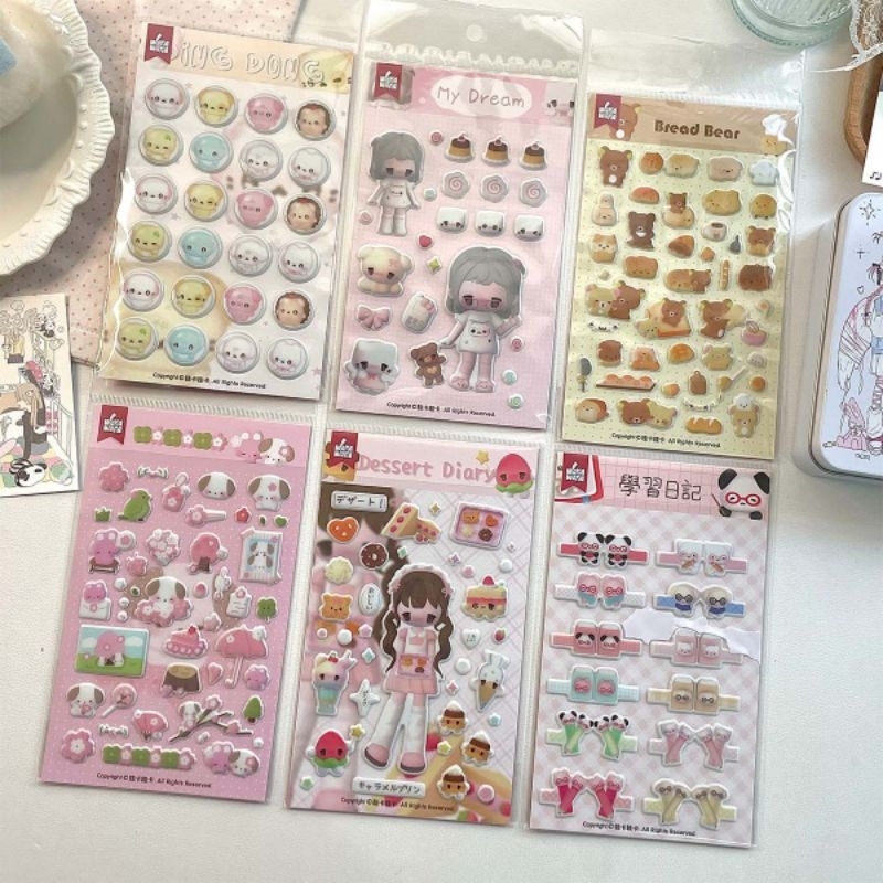 

[WindHeart] 1 lembar sticker sheet "cute modeling" bubble stickers 3D character stickers handbook decoration collage diary cute 22551