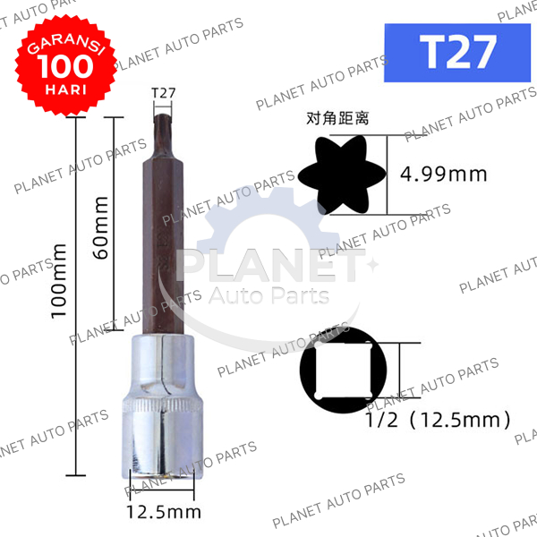 1/2'' Mata Kunci Shock Bintang Mata hexagonal Hex Bit Socket Mata Sok Impact T25-T55 - 10008502 PAP