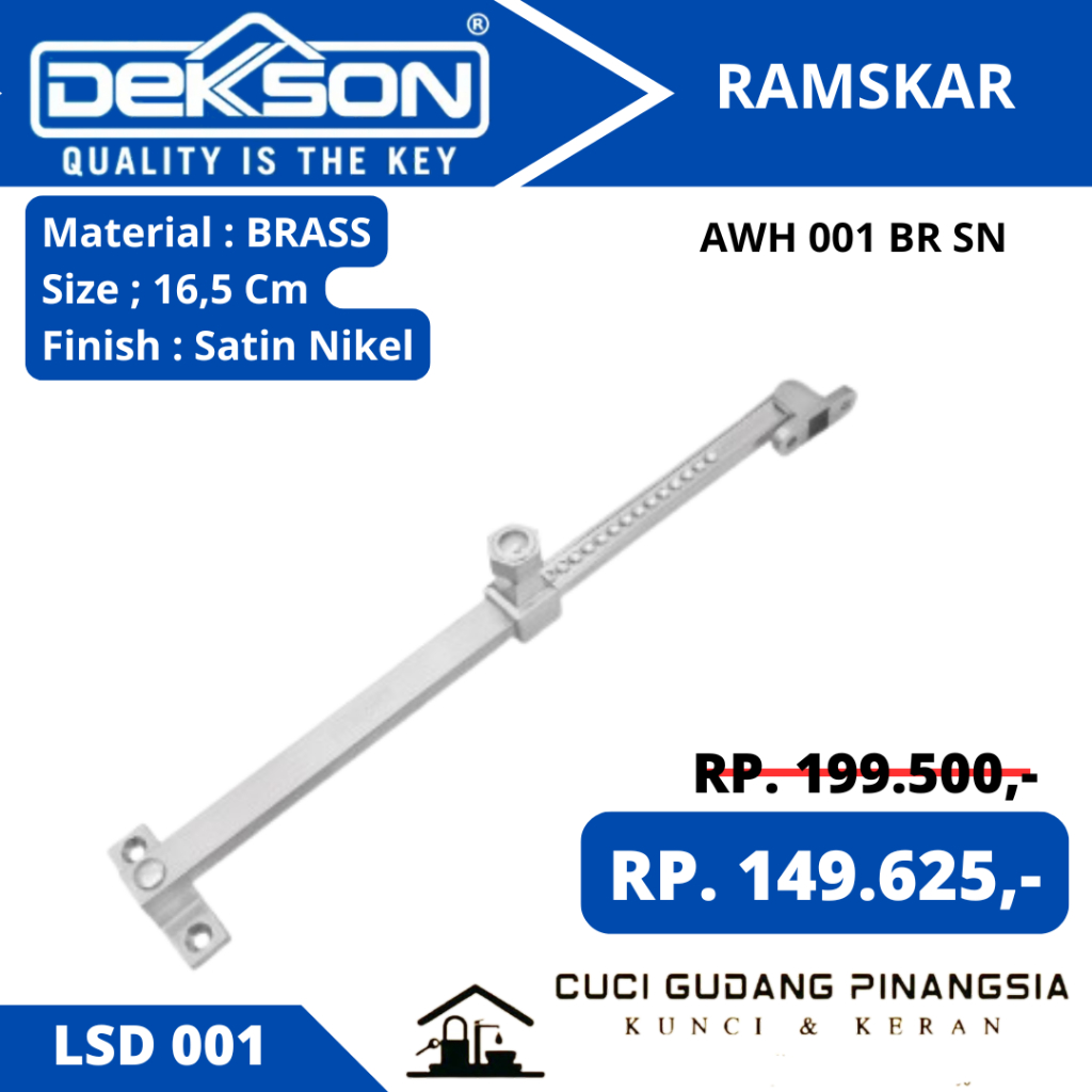 DEKKSON LSD 001 LAMSKAR PENAHAN JENDELA AWH 001 BRASS SN
