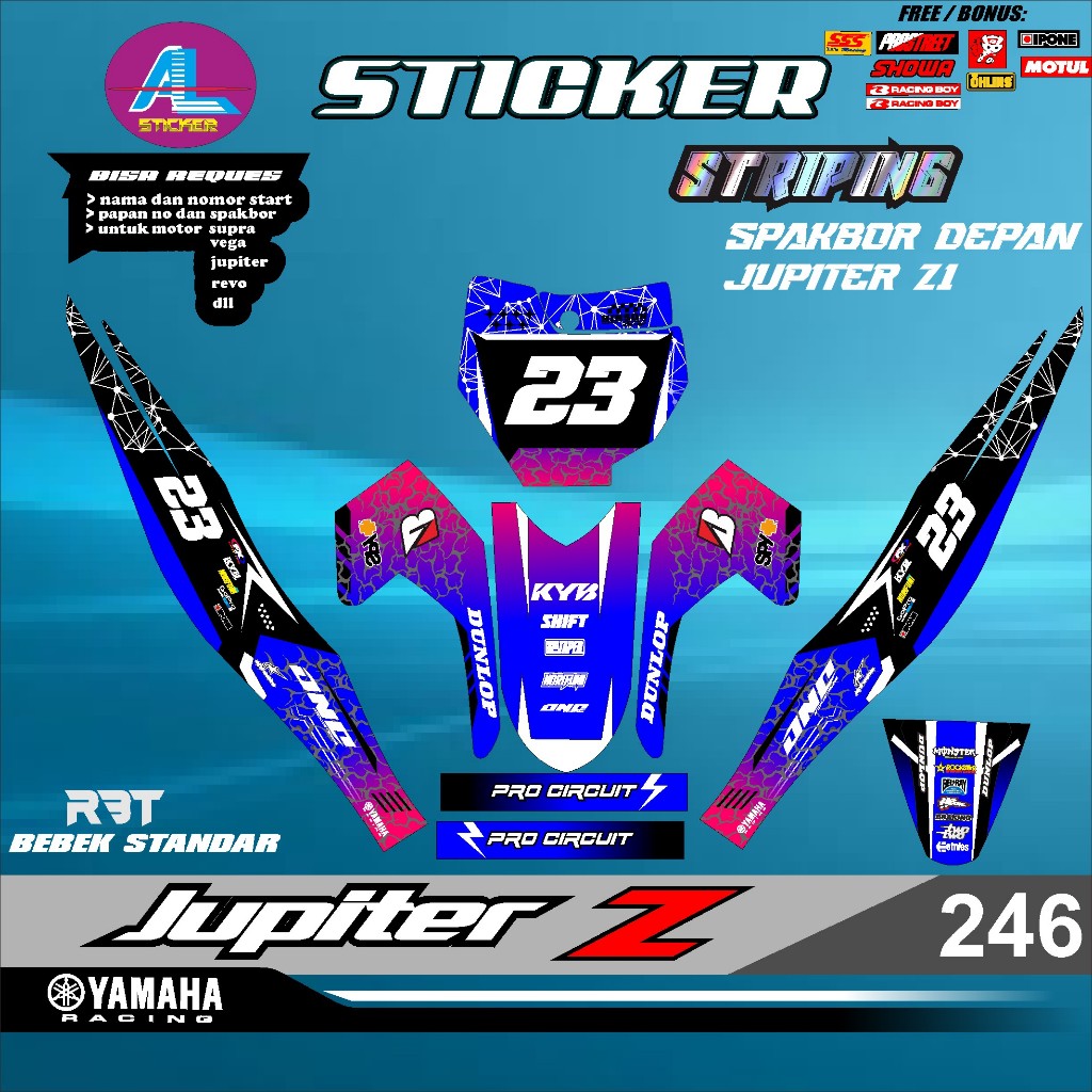Sticker RBT JUPITER Z SEMI FULL BODY  BEBEK MODIF SUPERMOTO TERBARU TERVIRAL  MOTOR TRABAS AL V 246