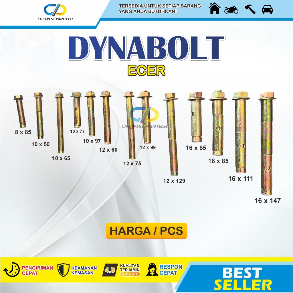 Dynabolt M10 / M10x65 / GROSIR 10X65 (1kotak isi 150 PCS)