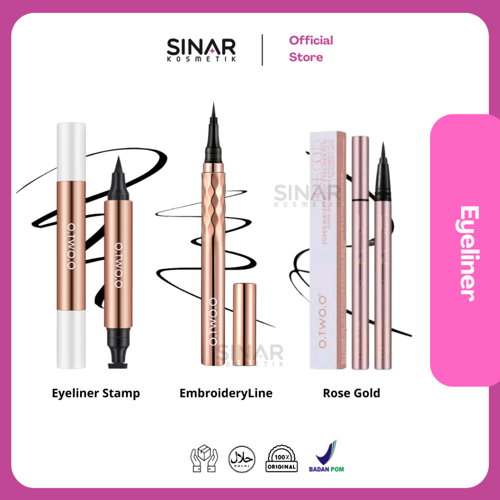 O.TWO.O Miraculous Cat Eye Stamp Eyeliner Black Double Head Waterproof Eyeliner Pencil / Gold Embroi