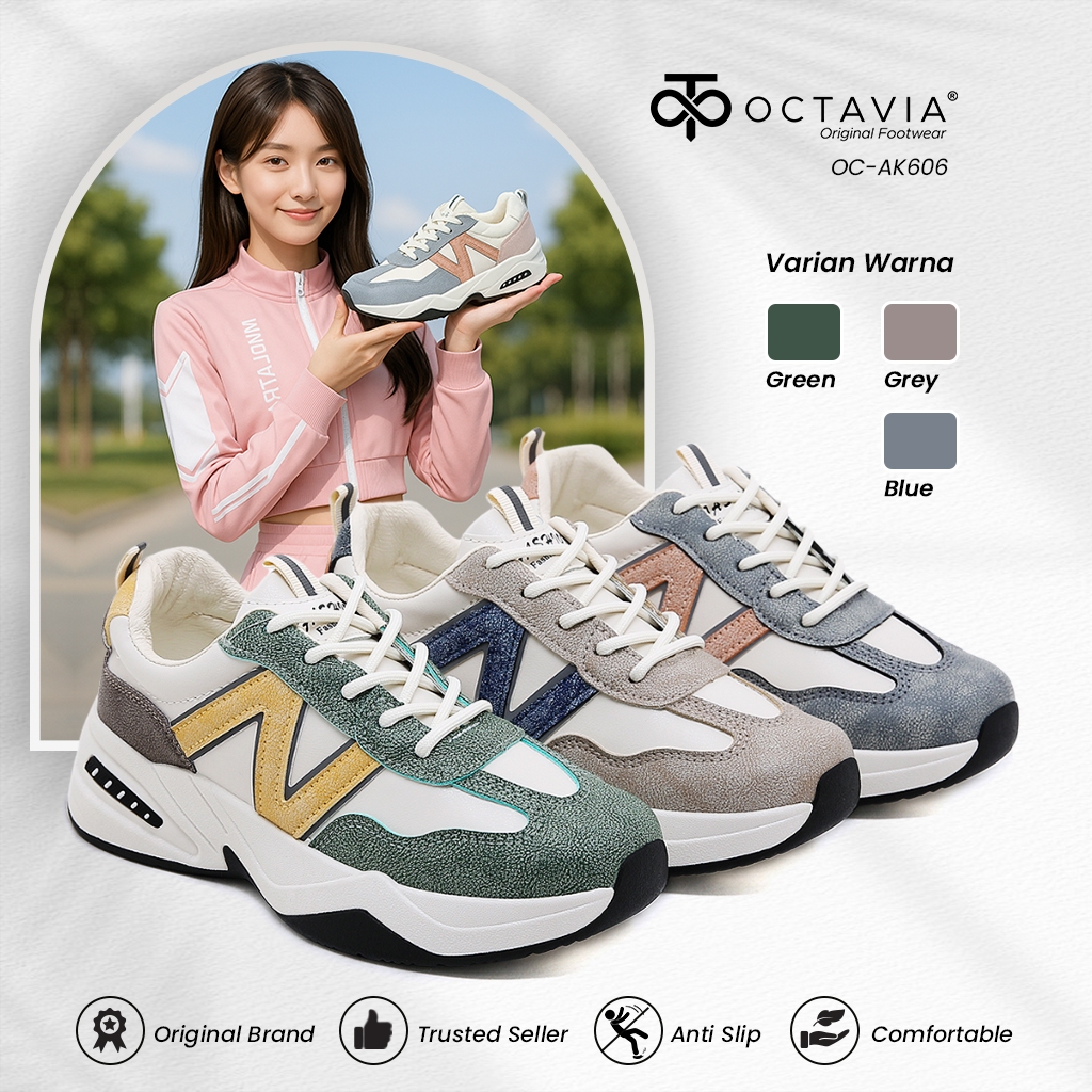 OCTAVIA Sepatu Wanita Sneakers Sporty Highsole N Series Korean Style Kekinian #OC-AK606