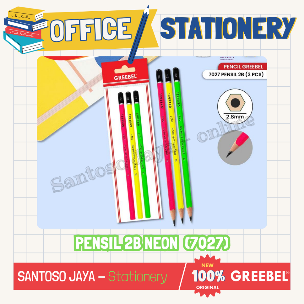 

Pensil Kayu 2B GREEBEL - Pencil 2B Neon GREEBEL 7027