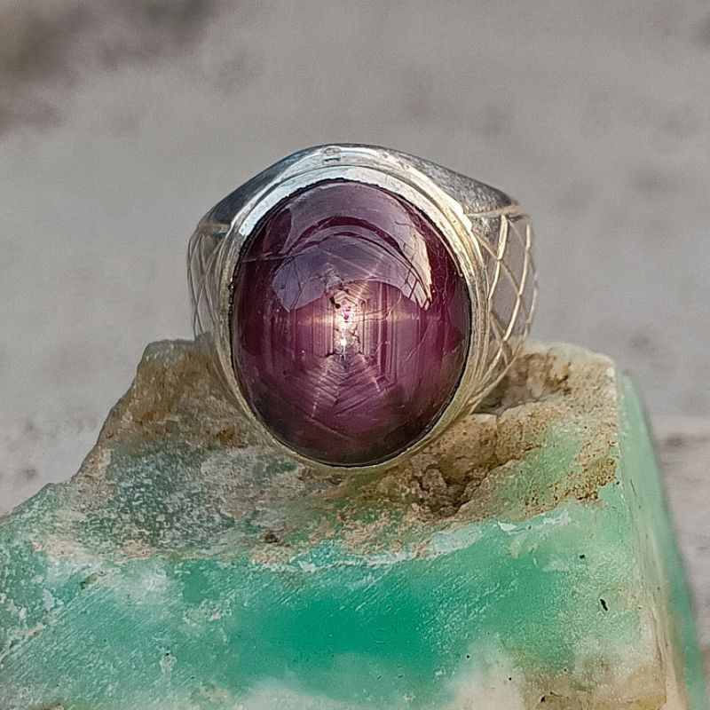 batu Ruby star ruby daging top ring perak