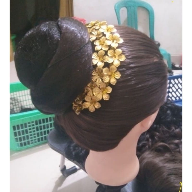 Semanggi Bunga Gold / Tusuk Bali Hiasan Rambut / Tusuk Bunga Panjang