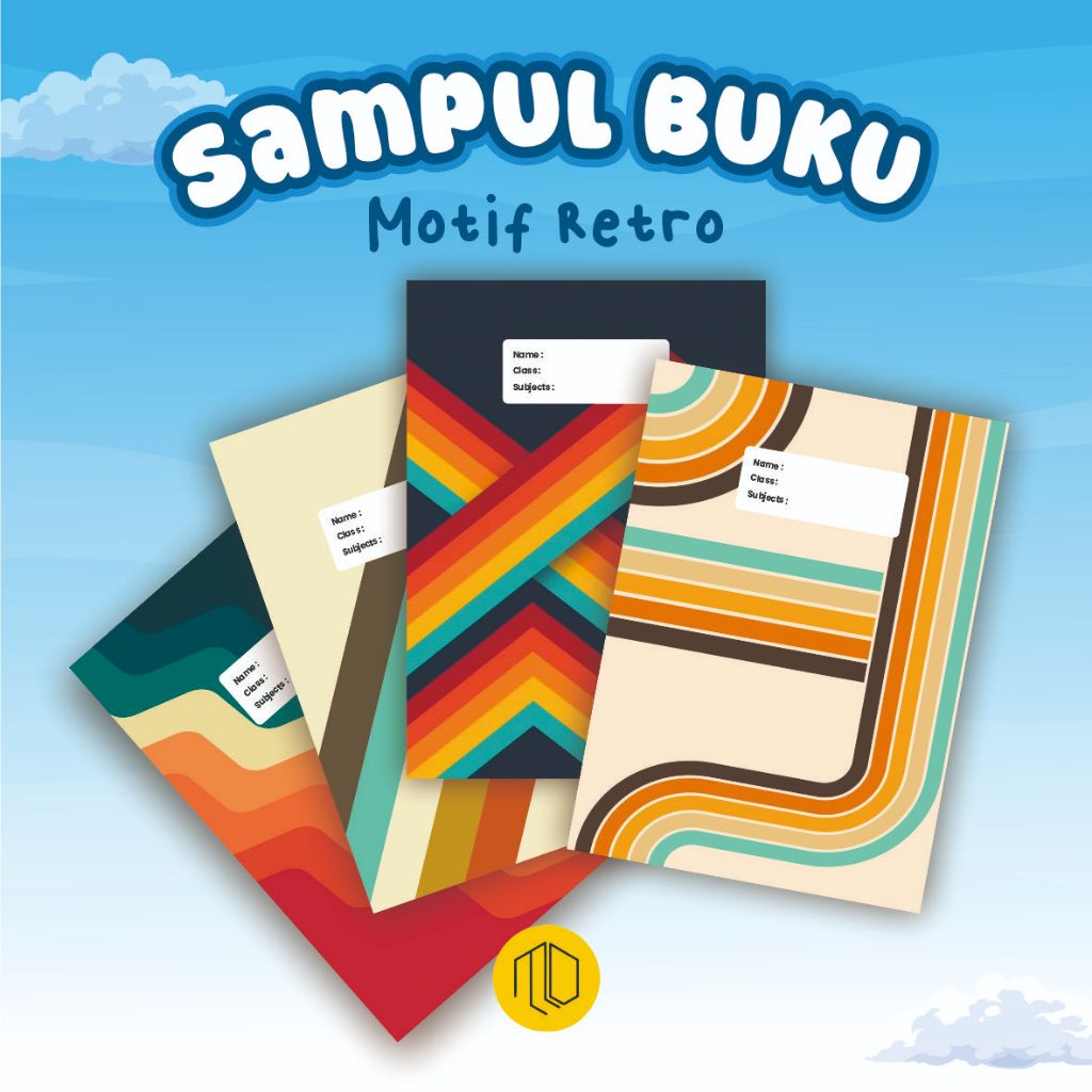Sampul Buku Karakter Motif Retro Isi 10 Pcs - Sampul Buku Tulis Aesthetic Custom Nama Sidu Dan Bigbo