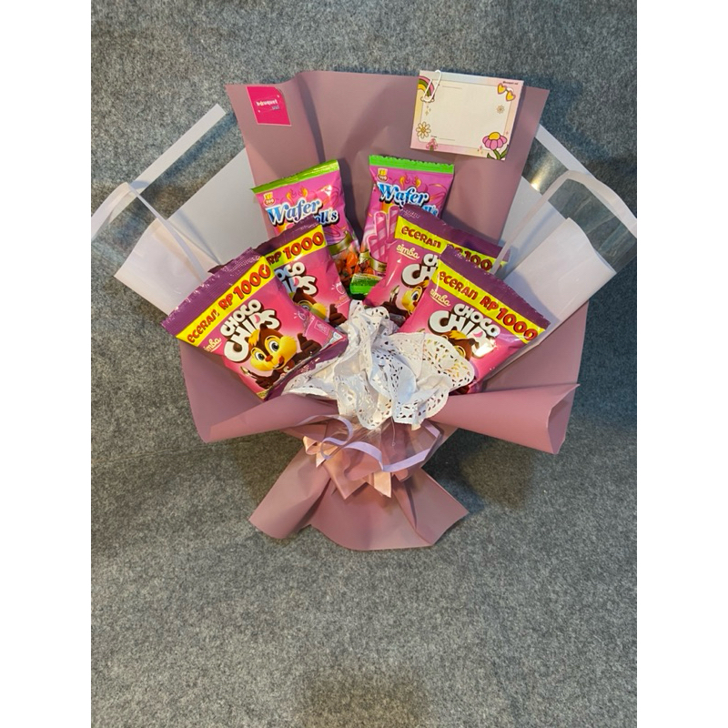 

buket makanan pink