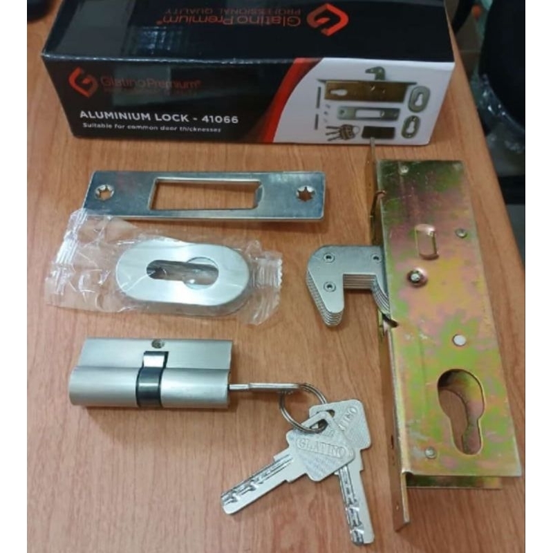 Kunci Kait Besar Kumplit Glatino 41066/Kunci Pintu Sliding Besar/Kunci Pintu Dorong lengkap satu set