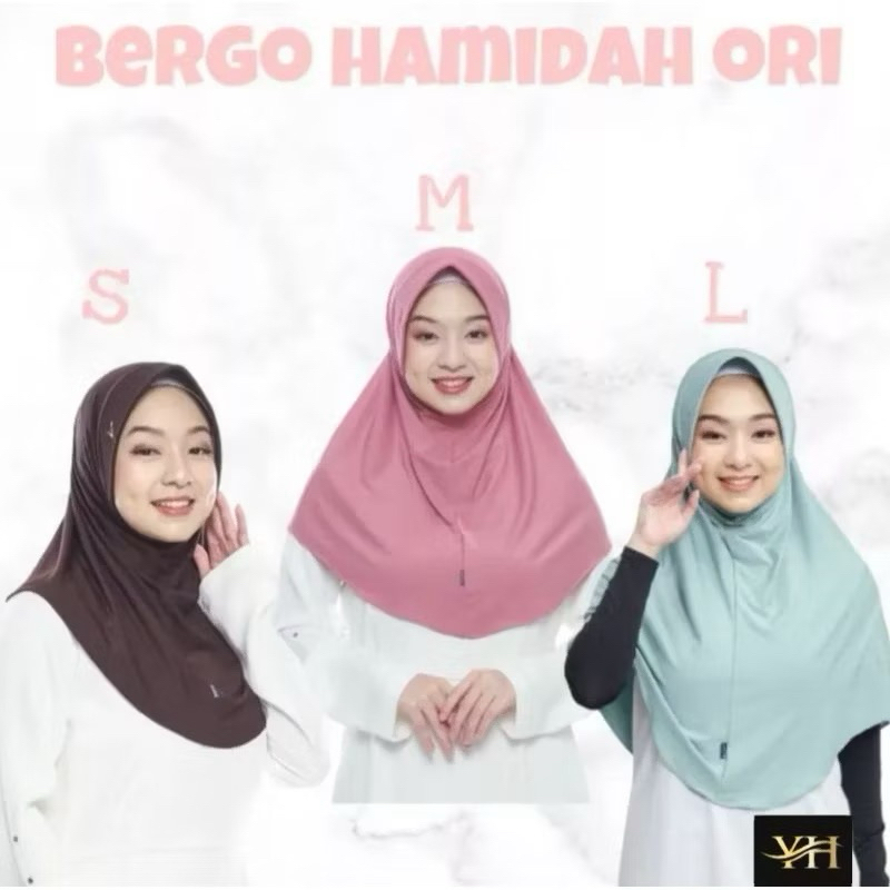 Jilbab Sport Bergo Hamidah Instan Nyaman - Ukuran L - Muslim, Kerudung, Spandex, Sekolah, Tebal, Spo