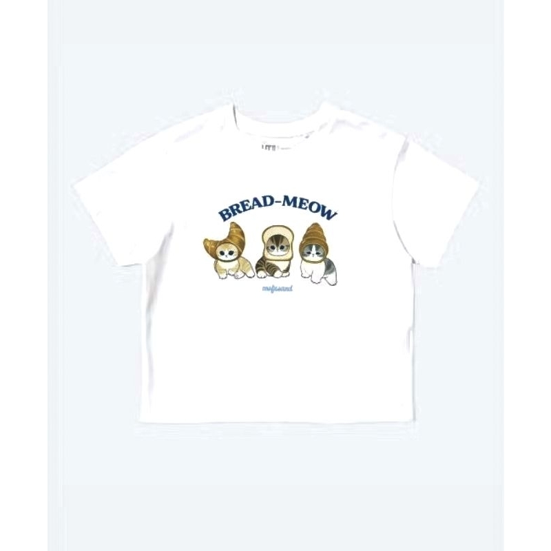 Kaos T-shirt Wanita Korea - Crop Top Mofusand Bread Meow Cat