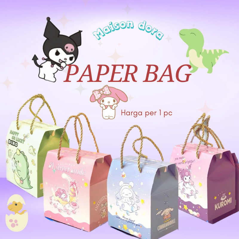 PAPER BAG KOTAK SOUVENIR DINO SANR10 (12X9X14cm) KUROM1 CINNAM0N MELODY DINO UK SEDANG  / KOTAK SOUV