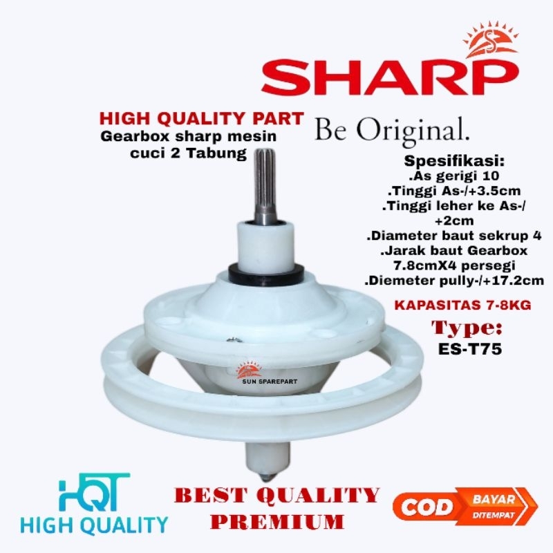 Gearbox Sharp kapasitas 7-8KG  ES-T 75 GERBOX mesin cuci sharp 2 tabung