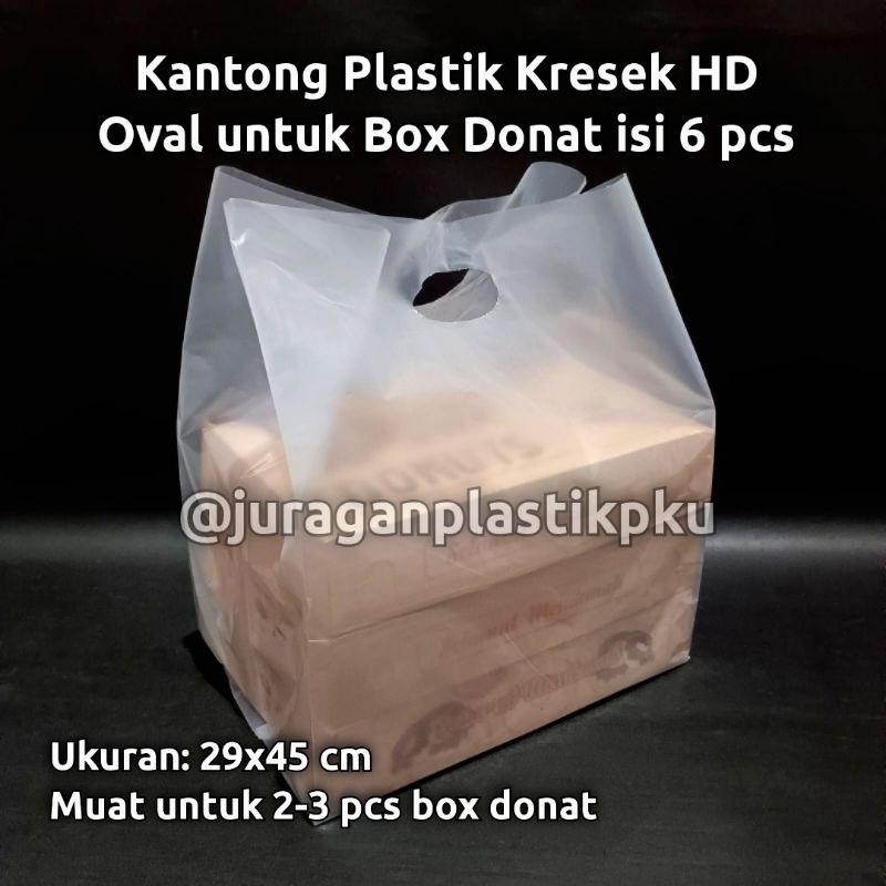 ( 29x45 cm ) Kantong Plastik Kresek HD untuk Box Donat isi 6pcs / Asoy Kotak Kemasan Roti JCO Kue / 