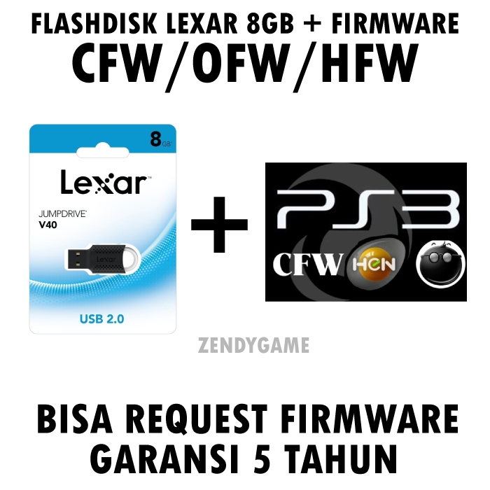 FLASHDISK LEXAR 8GB FIRMWARE PS3 CFW/OFW CITRA MULIA ORIGINAL | GARANSI 5 TAHUN | FLASH DISK FIRMWAR
