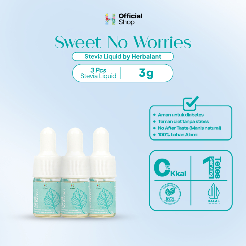 

PAKET HEMAT - 3 Herbalant Stevia 3 gr | Stevia Cair | Stevia Tetes | Gula diet | Gula stevia