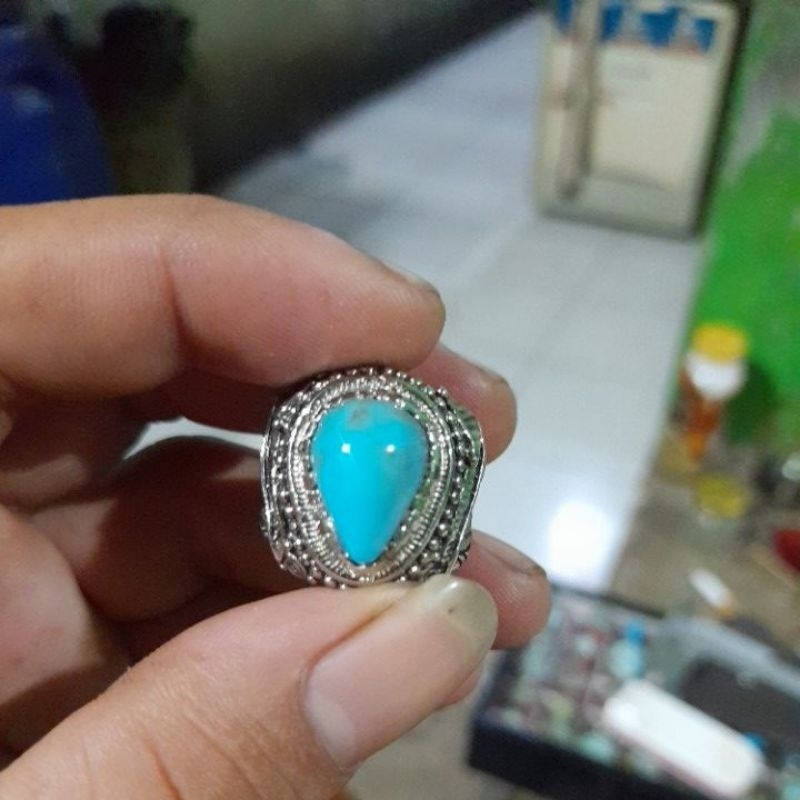 natural Batu pirus persia hijau polos