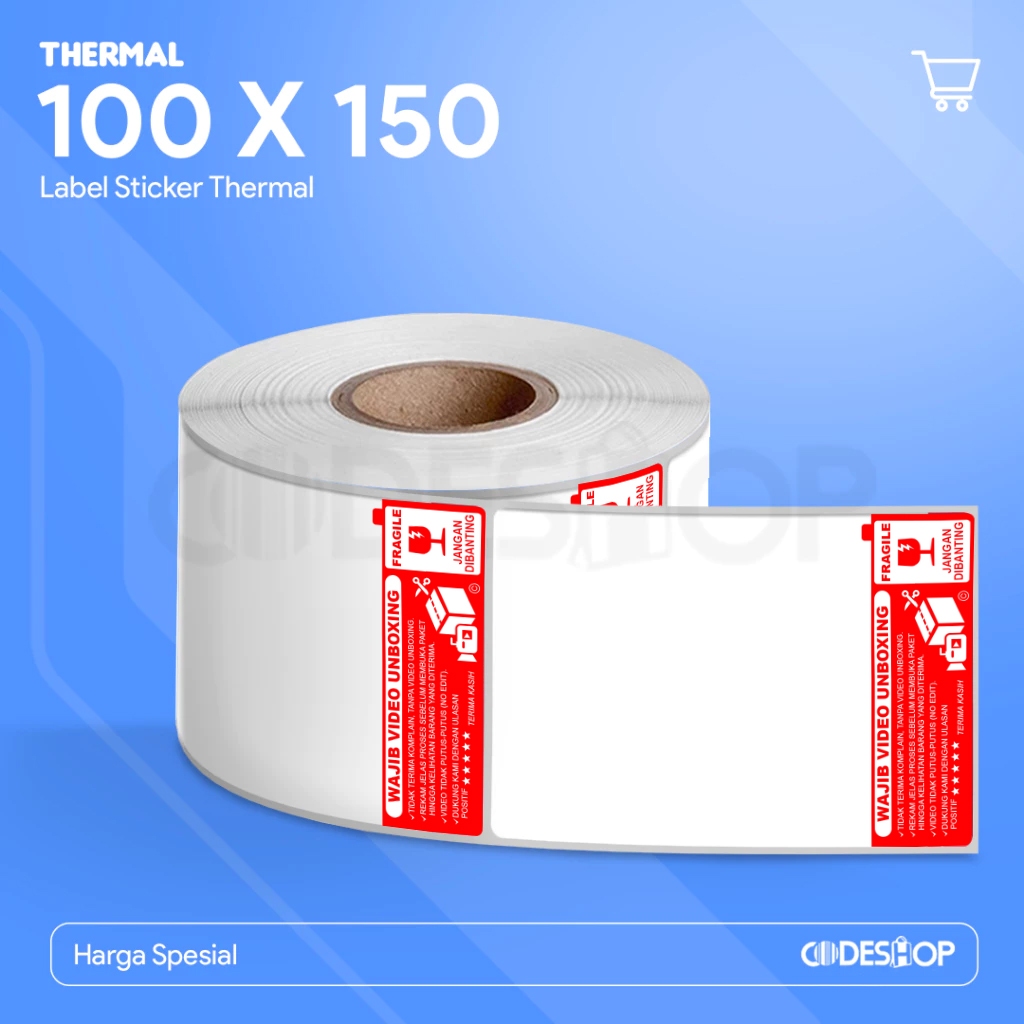 

Codeshop Label Thermal 100x150mm 1 Line 300pcs Stiker Resi A6 Unboxing