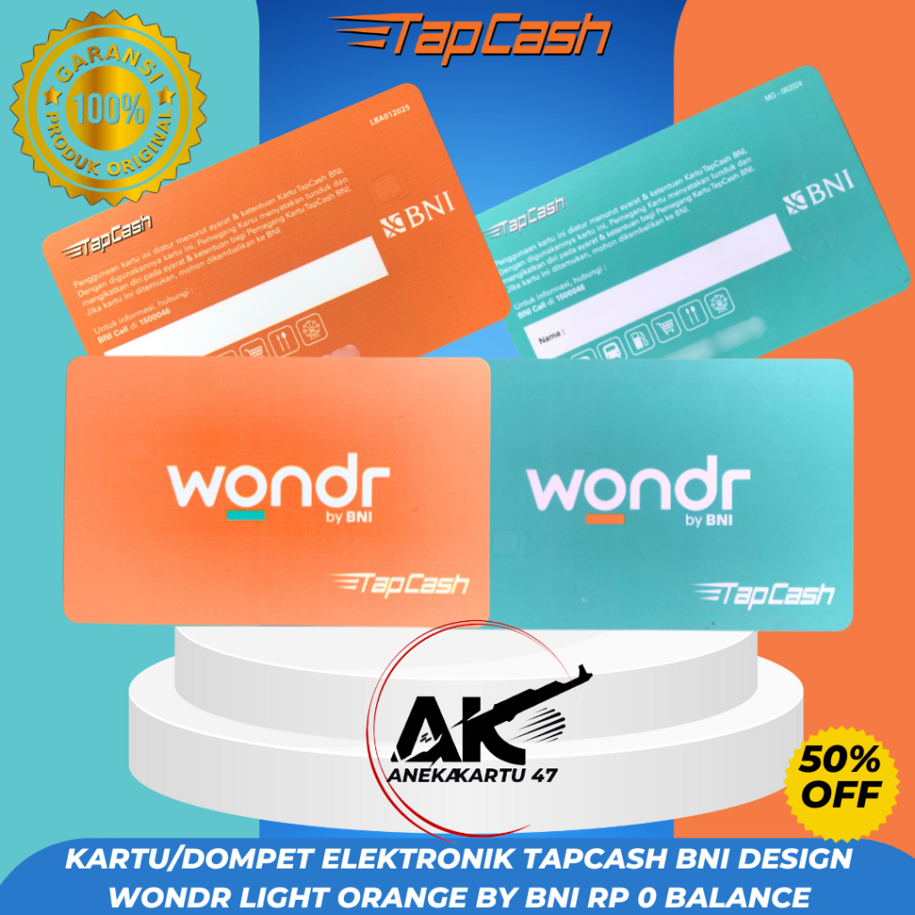 Kartu Tapcash Wondr BY BNI Multitransaksi E-toll KRL MRT Uang Elektronik Original ASLI BANK BNI