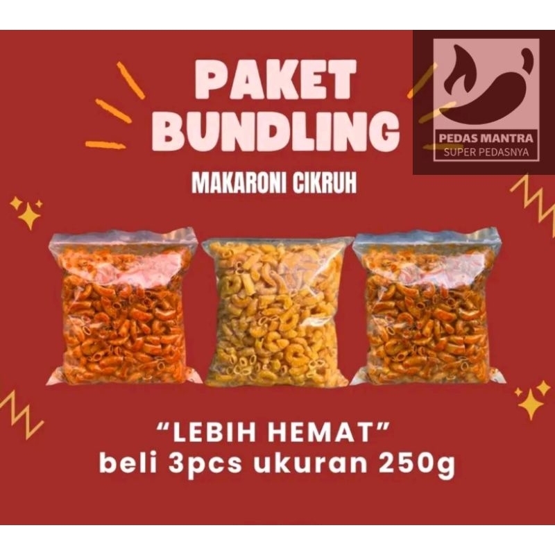 

[PAKET BUNDLING] 3pcs Makaroni Cikruh Pedas Daun Jeruk Keripik Cemilan Ukuran 250g - Lebih Hemat Dapat 3 Sekaligus Food Snacks Kripik