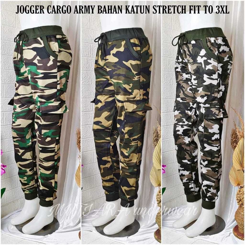 Celana Jogger Cargo Loreng Army Wanita / Baju Olahraga Cargo Army Aerobic Gym Zumba Sepeda Sport Wan