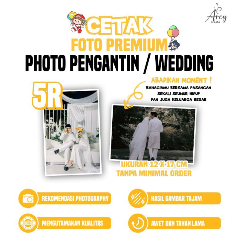 Cetak Foto Pengantin Kertas Photo Premium Ukuran 5R