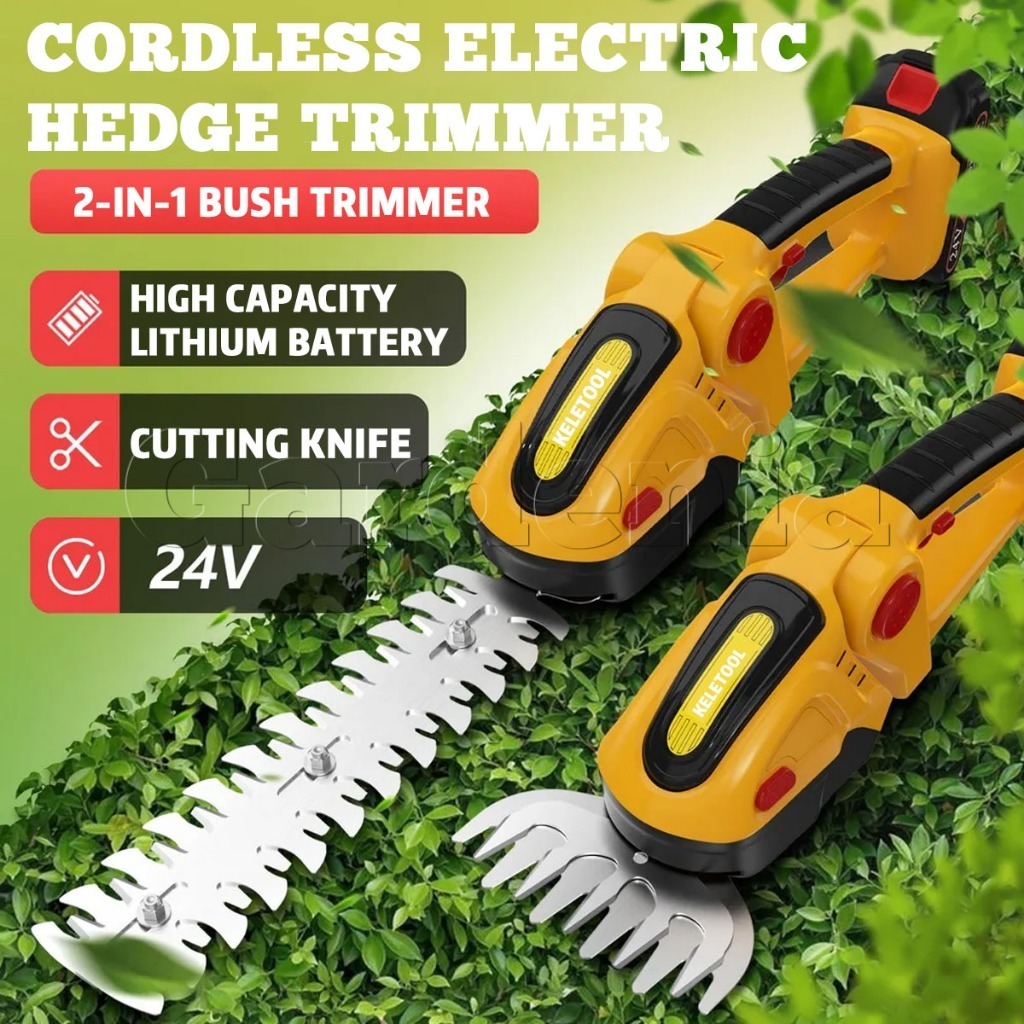 2 IN1 Pangkas Pagar Hedge Trimmer Cordless Portabel Baterai Lithium Elektrik Pruning Branches Mesin 