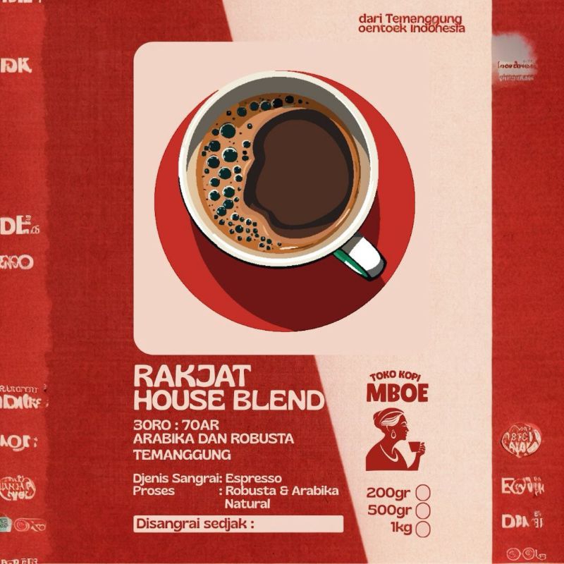 

Biji Kopi Robusta 70% Arabika 30% RAKJAT HOUSE BLEND