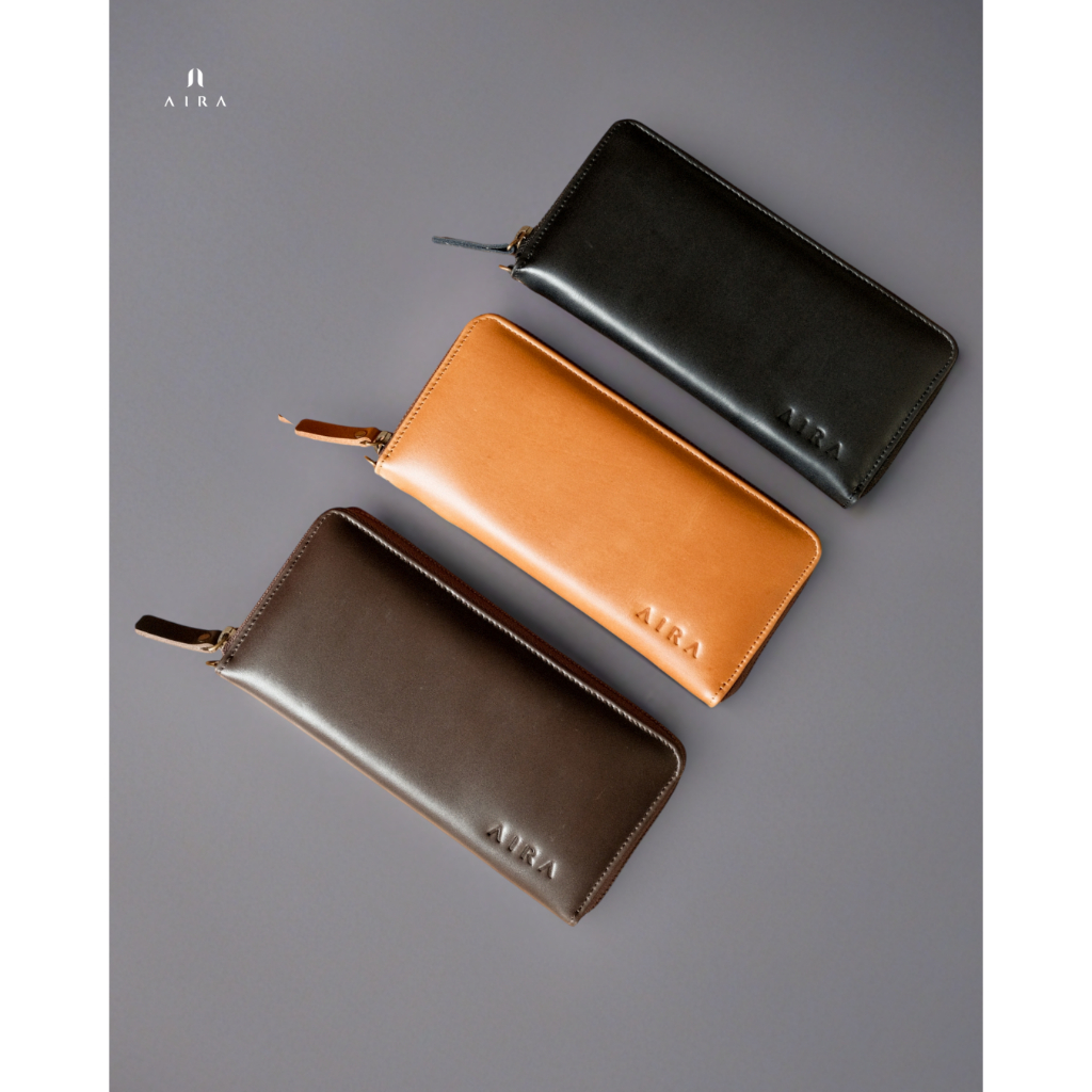 AIRA - Dompet Kulit Asli Wanita DAHLIA Wallet Simple Tali Pendek Dompet Panjang