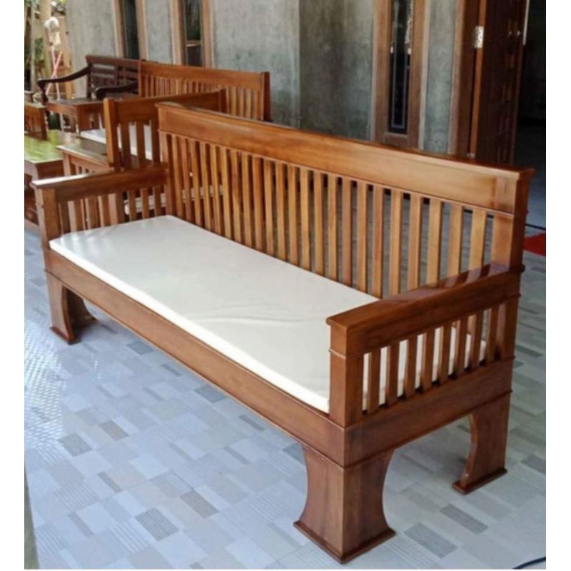 KURSI BALE BALE TERAS MINIMALIS KAYU JATI SOLID WOOD
