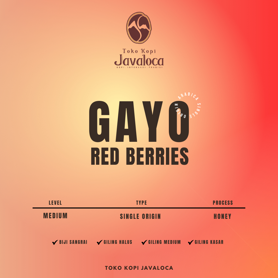

TokoKopiJavaloca - Arabica single Origin Gayo Red Berries Grade 1 (200gram)
