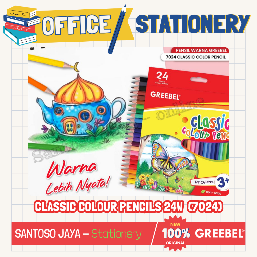 

Pensil Warna Classic GREEBEL 24 Warna - Full Classic Colour Pencils GREEBEL - 7024-24C