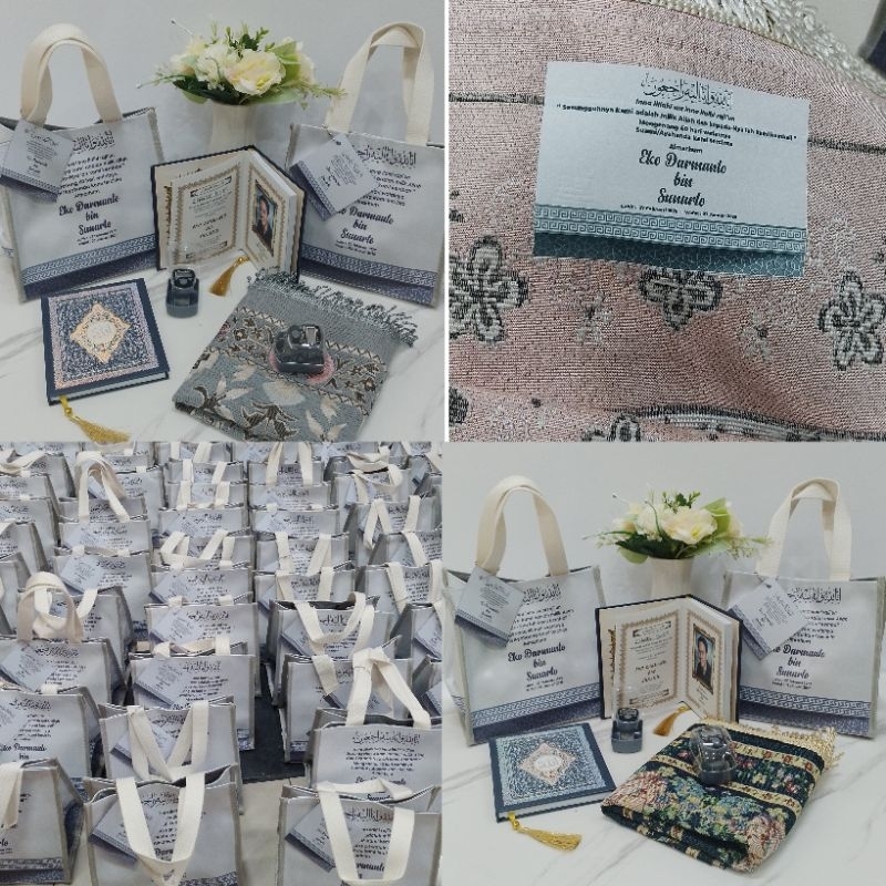 souvenir mengenang 40 hari/100 harian/hampers sajadah sablon/paket yasin premium lengkap/souvenir to