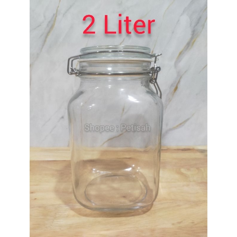 Toples Hermatico Jar 2 Liter KIG / Toples Kaca Jepit Kedap Udara 2 Liter / Hermatico Jar 2L / Toples